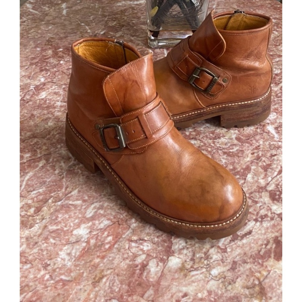 Frye Vintage Men's Brown Leather Side Zip Ankle Boots Size 10.5 D EUC! $375